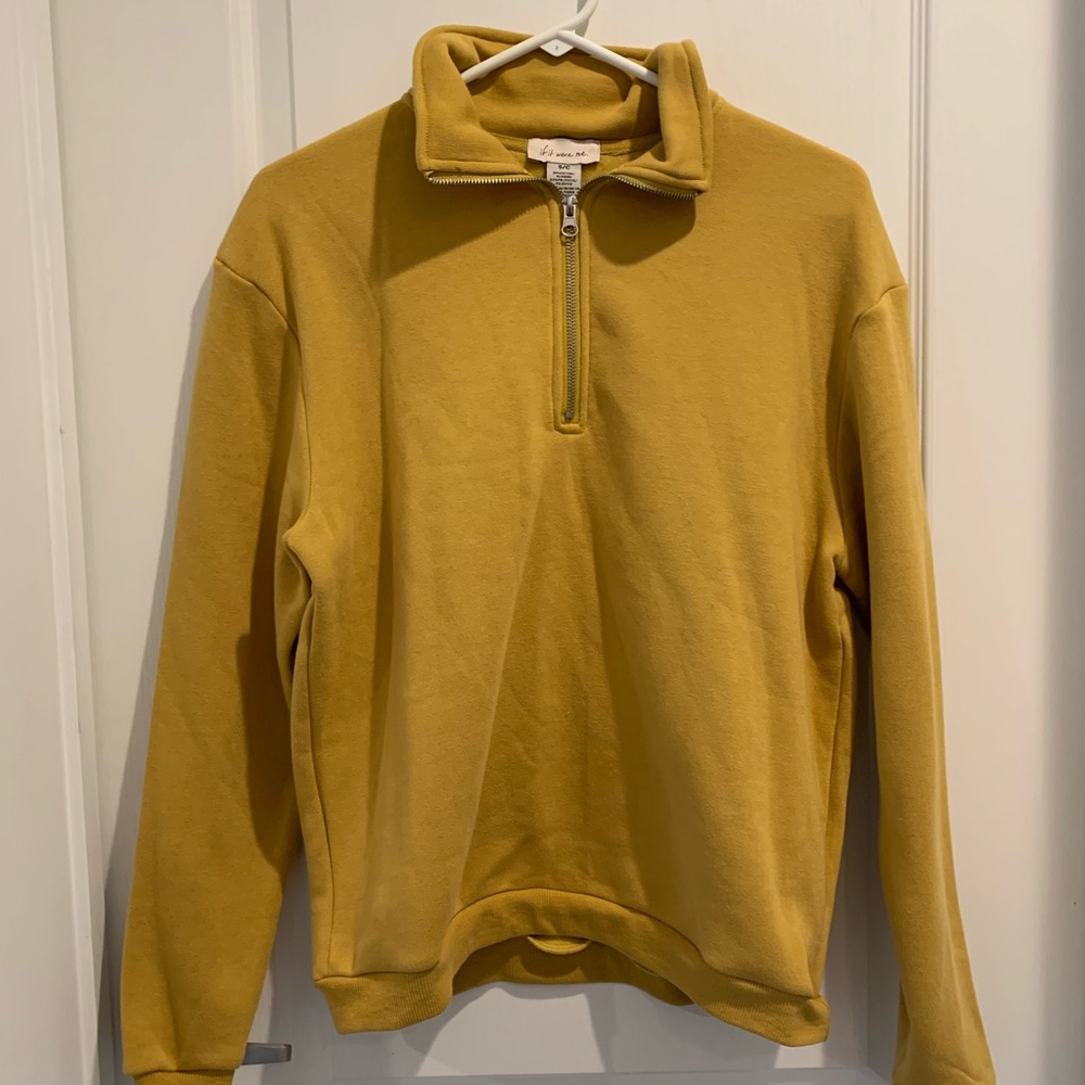 if it were me Womens S/C Mustard Quarter Zip Sweat Shirt Pullover Fall Casual